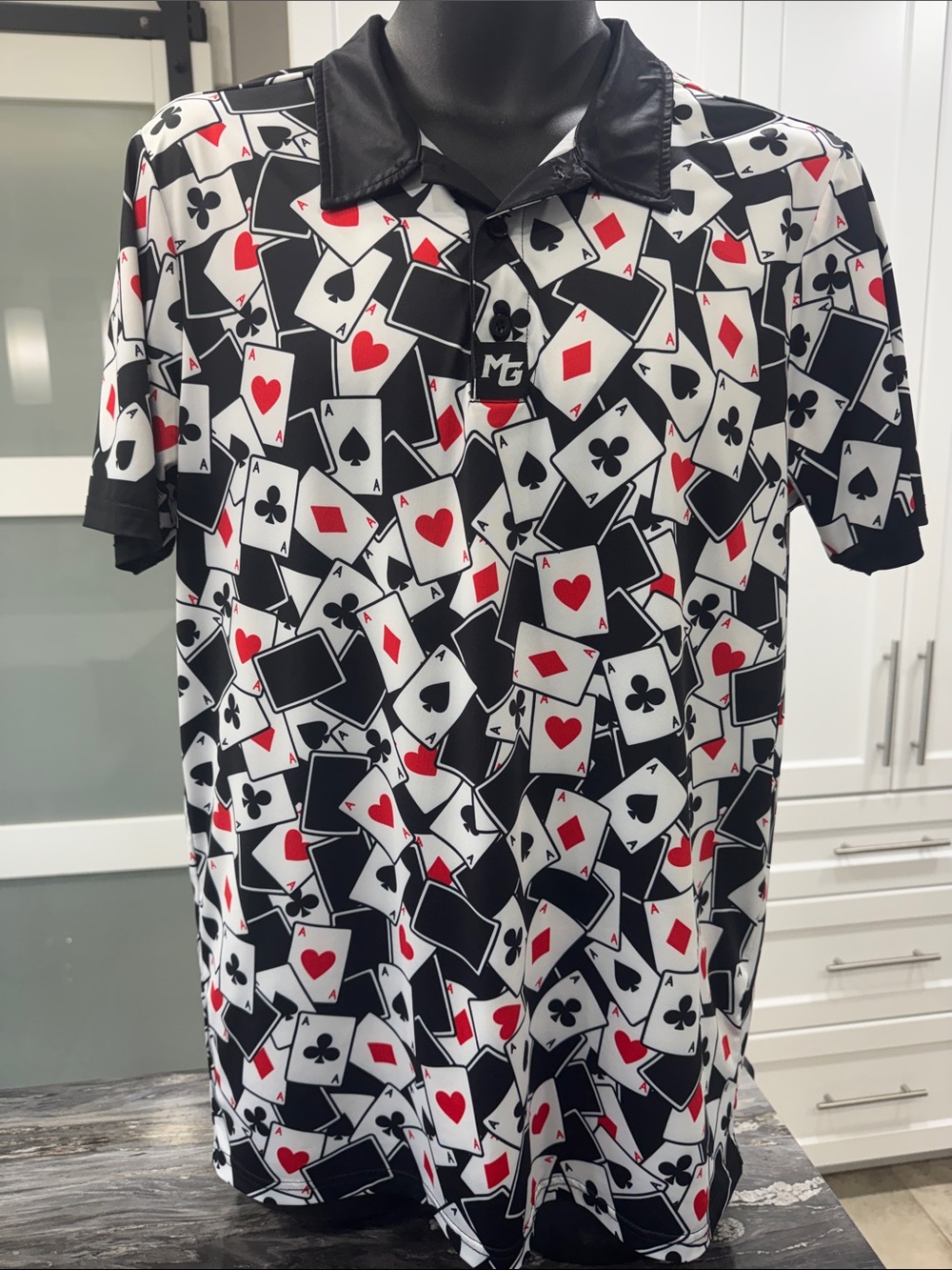 ⛳ MADGOLF Aces Golf Polo | Men’s Medium | Playing Card Print